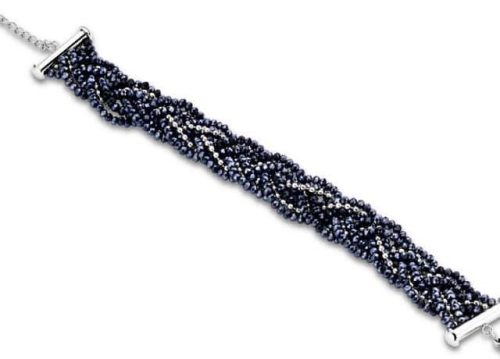 Victoria Dunkelblaue Perlen Silberfarbiges Armband