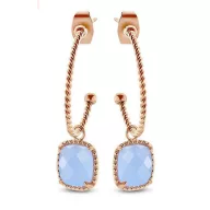 Victoria Roségold blau Stein Ohrringe
