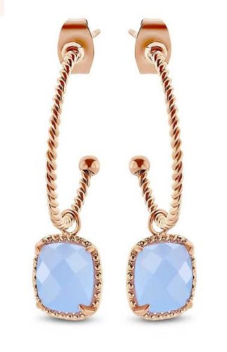 Victoria Roségold blau Stein Ohrringe