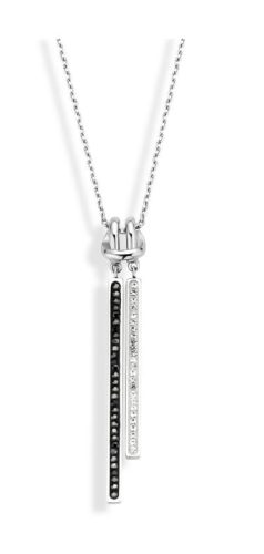 Victoria Silberfarbe schwarz mit weißem Stein Halskette