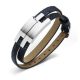 Victoria Silberfarbiges Schwarzes Lederarmband
