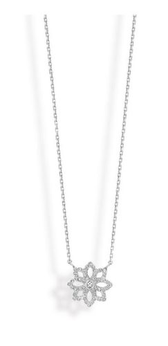 Victoria Silber mit weißem Stein Blume Halskette