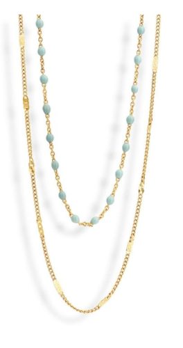 Victoria Goldfarbene Blaue Perlenkette