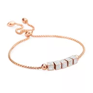   Victoria Rose gold-farbene viereckige Armband mit weißen Steinen