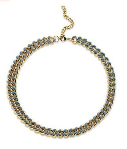 Victoria Goldfarbene blaue gemusterte Halskette