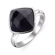 Victoria Silberfarbener Ring mit schwarzem Stein