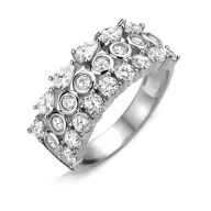 Victoria Silberfarbener Ring mit weißen Steinen