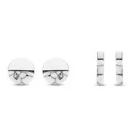 Victoria Ohrringe Set in Silber mit Weißem Muster