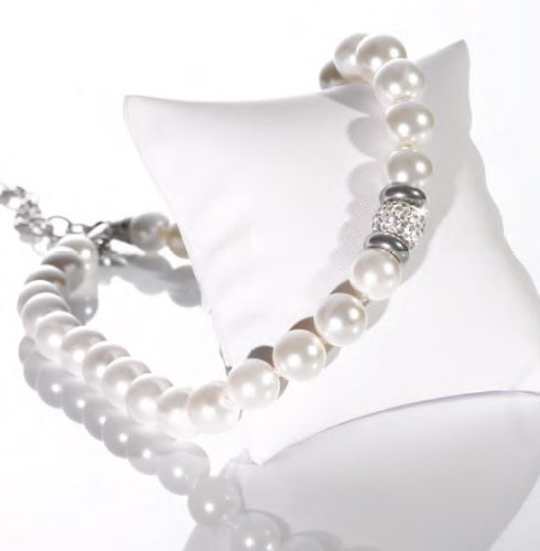 Victoria Silberfarbene weiße Perle Halskette