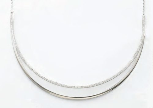Victoria Silber mit weißem Stein halbmondförmig Halskette