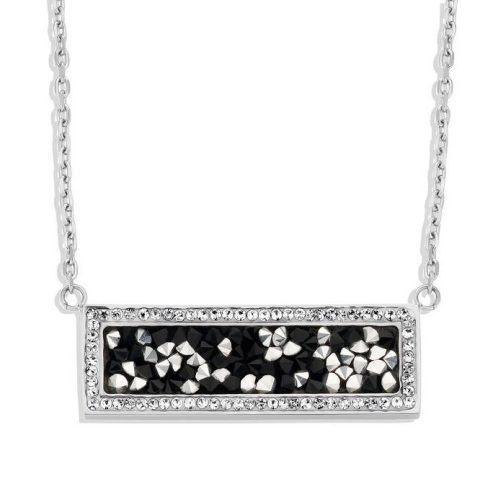 Victoria Silberfarbe schwarz mit weißem Stein Halskette