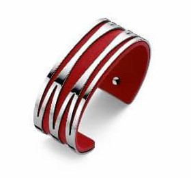 Victoria Silberfarbenes rotes Muster Armband