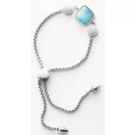 Victoria Silberfarbenes blau-weißes Steinarmband