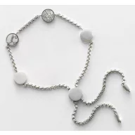   Victoria Silberfarbenes Armband mit Weißem Muster und Steinen