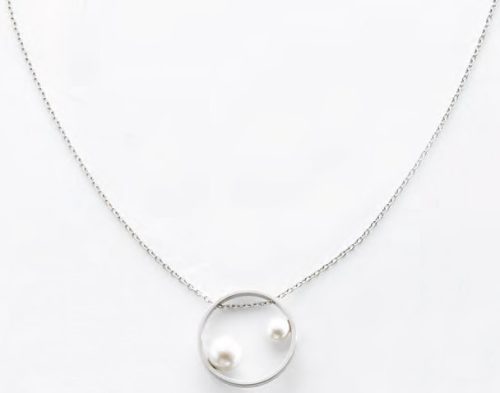 Victoria Silberfarbene weiße Perle Halskette