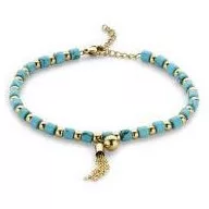 Victoria Goldfarbenes blaues Perlenarmband