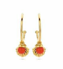 Victoria Goldfarbene rote Perlenmuscheln Ohrring mit Muster
