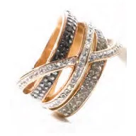   Victoria Roségoldfarbener Ring mit schwarzen und weißen Steinen