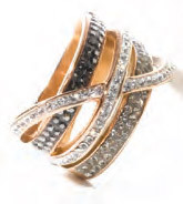 Victoria Roségoldfarbener Ring mit schwarzen und weißen Steinen