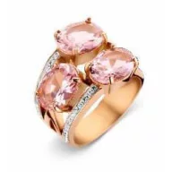 Victoria Rosegoldfarbener weißer, rosa Steinring