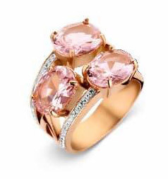 Victoria Rosegoldfarbener weißer, rosa Steinring