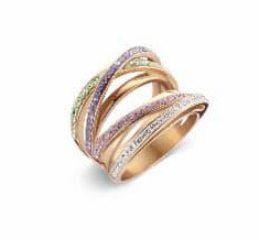 Victoria Roségold farbener Ring mit bunten Steinen