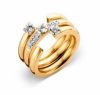 Victoria Goldfarbenes 3-teiliges Ringset mit weißen Steinen