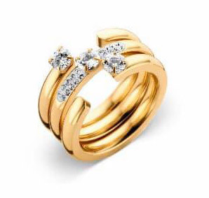 Victoria Goldfarbenes 3-teiliges Ringset mit weißen Steinen