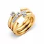 Victoria Goldfarbenes 3-teiliges Ringset mit weißen Steinen