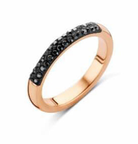 Victoria rose gold farbe mit schwarzem Stein ring