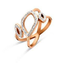 Victoria Roségoldfarbener Ring mit weißen Steinen