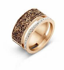 Victoria Rose Gold Farbe mit schwarzem Stein Ring