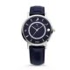 Victoria Silberfarbene Steine Blaues Lederarmband Uhr