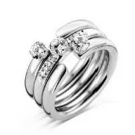 Victoria Silberfarbener weißer Stein 3-Ring-Set