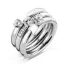 Victoria Silberfarbener weißer Stein 3-Ring-Set