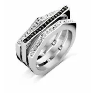   Victoria Silberfarbener Ring mit schwarzen und weißen Steinen