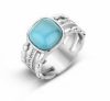 Victoria Silberfarbener Ring mit blauem Stein