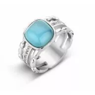 Victoria Silberfarbener Ring mit blauem Stein