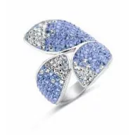   Victoria Silberfarbener Blütenblatt-Ring mit blauen und weißen Steinen