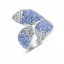 Victoria Silberfarbener Blütenblatt-Ring mit blauen und weißen Steinen