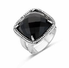 Victoria Silber mit schwarzem Stein ring